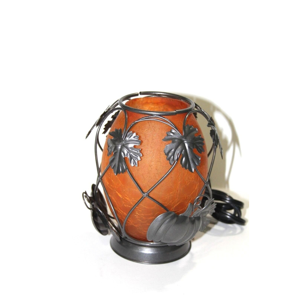 Intertek Rimports Inc. Amber Web Metal Leaf Pumpkin Light
